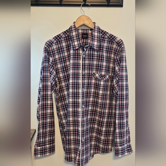 Hugo Boss Slim Fit Plaid Button-up Shirt Men's Size Large - Picture 2 of 10